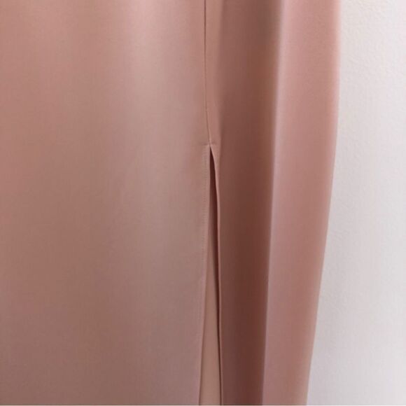 NBD REVOLVE Lila Gown in Champagne Satin Slip Draped Maxi Column Leg Slit S - Picture 9 of 13